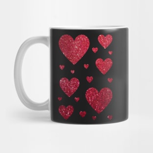Traditional Red Faux Glitter Hearts Mug